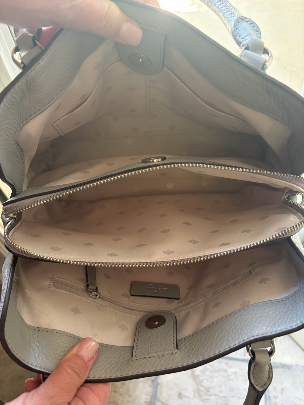kate spade Pebbled Leather Satchel in Light Gray - Picture 4 of 4